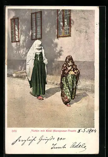 AK Türkin mit Kind in Sarajevoer Tracht