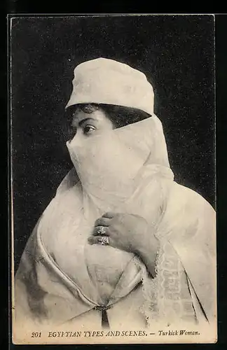 AK Türkische verschleierte Frau in Weiss