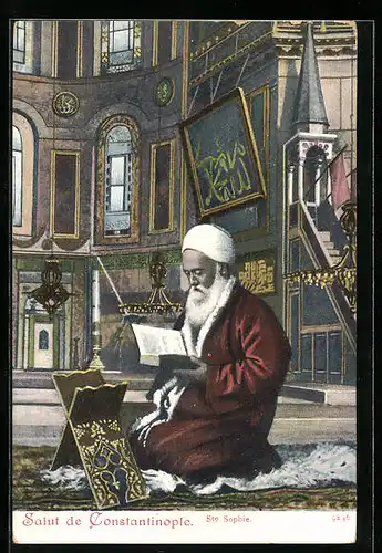 AK Constantinople, Türkischer Imam beim Gebet