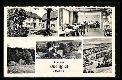 AK Odenspiel /Oberberg. Land, Gasthof-Pensin Weyer W. Rothstein, Ortsansicht aus der Vogelschau