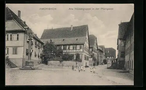 AK Amorbach, Alte Häusergruppe in der Pfarrgasse