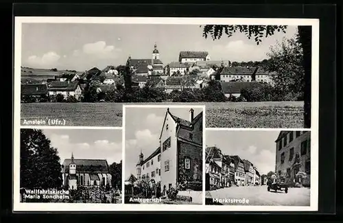 AK Arnstein /Ufr., Marktstrasse, Amtsgericht, Ortsansicht