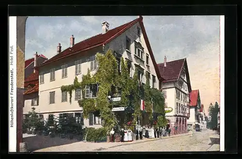 AK Freudenstadt, Hotel Post, Strassenpartie