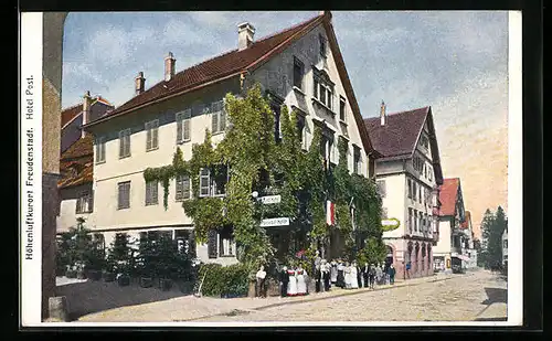 AK Freudenstadt, Hotel Post, Strassenpartie