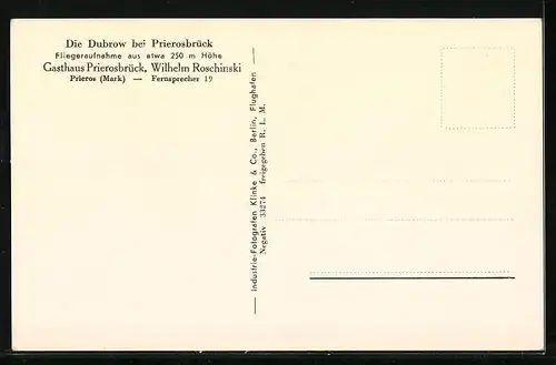 AK Prierosbrück, Fliegeraufnahme d. Dubrow