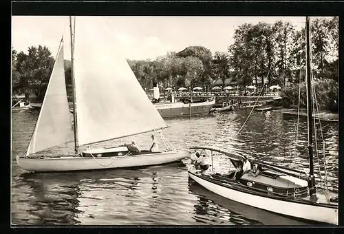 AK Brandenburg /Havel, Partie an der Malge m. Segelboot