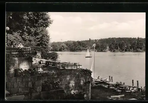 AK Potsdam-Nedlitz, HO-Parkrestaurant mit Blick auf den Lehnitzsee