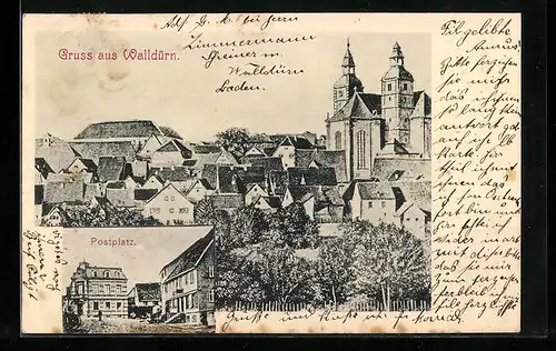 AK Walldürn, Postplatz, Ortsansicht