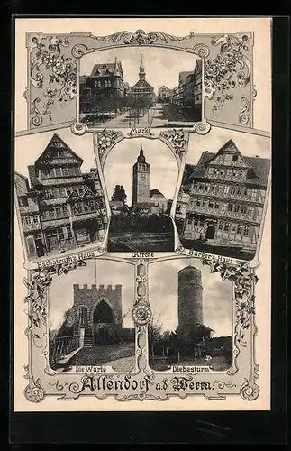 AK Allendorf a. d. Werra, Bürgers Haus, Diebesturm, Markt