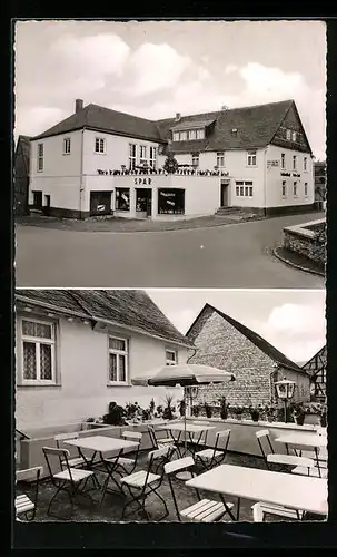 AK Oberkirn /Hsr., Gasthaus-Pension Heib, Terrasse