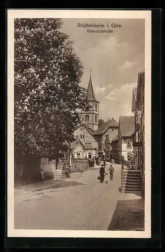 AK Reichelsheim / Odenwald, Bismarckstrasse und Kirche