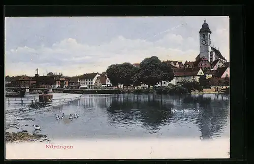 AK Nürtingen, Blick aufs Wasser und Ort