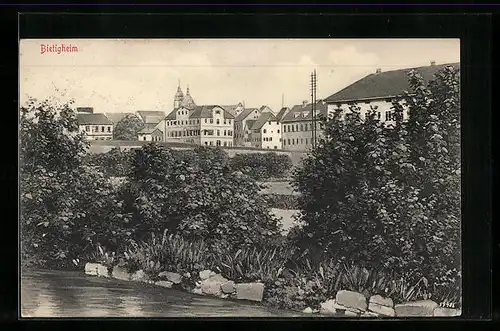 AK Bietigheim, Teilansicht vom Ufer aus gesehen
