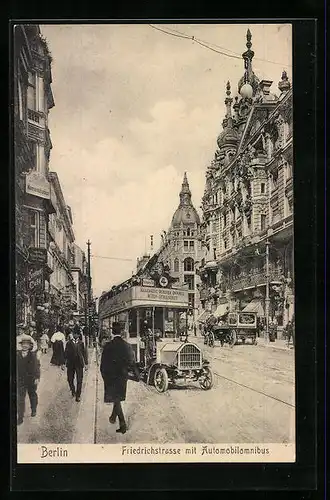 AK Berlin, Friedrichstrasse mit Automobilomnibus