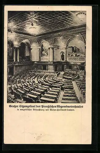 AK Grosser Sitzungssaal des Preussischen Abgeordnetenhaus mit Wotan-Halbwatt-Lampen