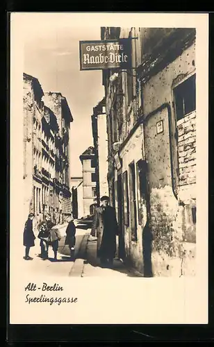 AK Berlin, Sperlingsgasse mit Gaststätte Raabe-Diele