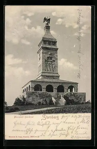AK Starnberg, Blick auf das Bismarck-Denkmal