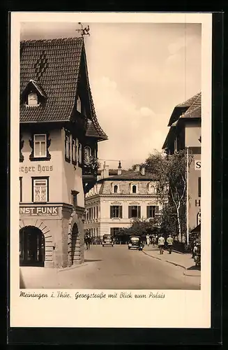 AK Meiningen i. Thüringen, Georgstrasse mit Blick zum Palais