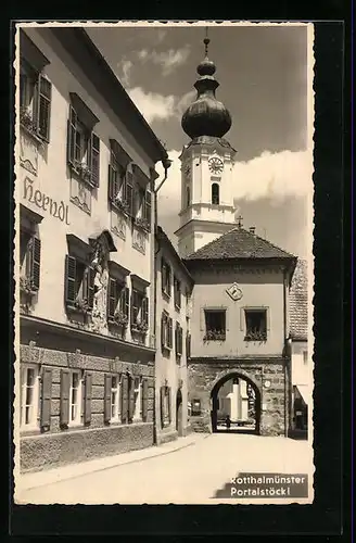 AK Rotthalmünster, Blick auf Portalstöckl und Kirchturm