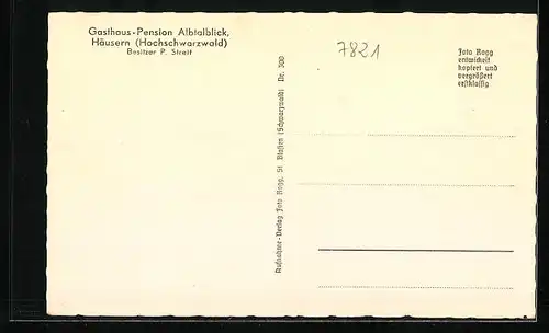 AK Häusern /Hochschwarzwald, Gasthaus und Pension Albtalblick