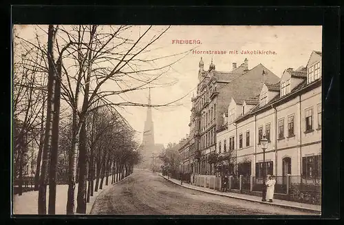 AK Freiberg, Hornstrasse mit Jakobikirche