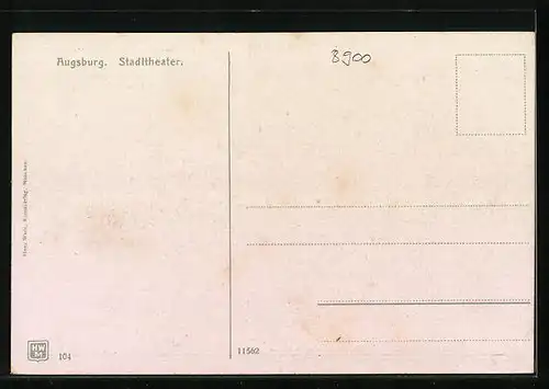 AK Augsburg, Stadttheater bei Abendstimmung