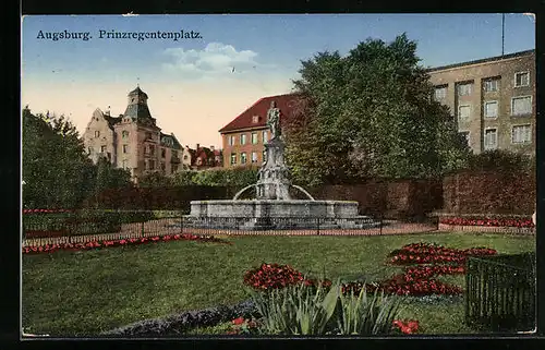 AK Augsburg, Prinzregentenplatz bei Schönwetter