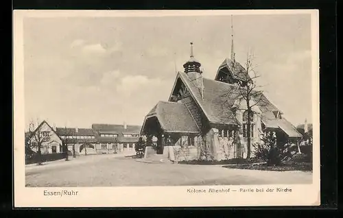 AK Essen /Ruhr, Kolonie Altenhof, Partie bei der Kirche