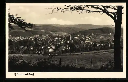 AK Gummersbach, Blick aus dem Wald auf den Ort