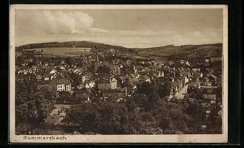 AK Gummersbach, Ortsansicht mit Umland und Kirche