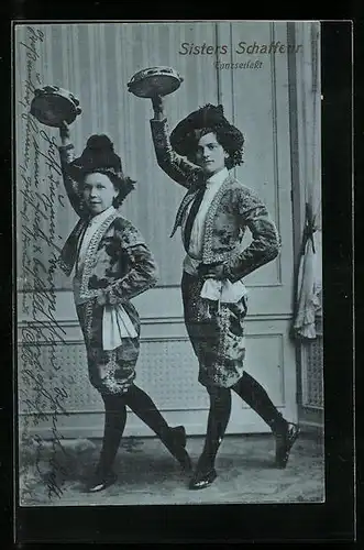 AK Tanzseilakrobaten Sisters Schaffeur im Kostüm