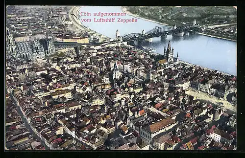 AK Köln, aufgenommen v. Luftschiff Zeppelin