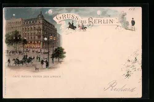 Lithographie Berlin, Café Bauer Unter den Linden