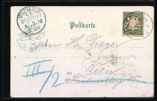 Lithographie München, Maximiliansbrücke an der Isar