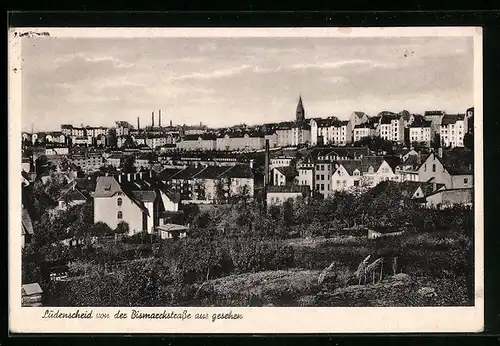 AK Lüdenscheid, Ortsansicht von der Bismarckstrasse aus