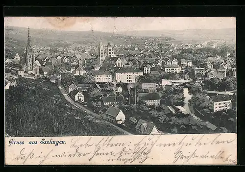 AK Esslingen, Teilansicht mit Blick auf die Kirche