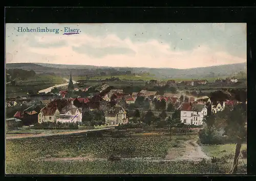 AK Hohenlimburg-Elsey, Blick über Wiesen auf den Ort