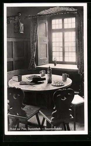 AK Bilstein, Hotel Zur Post, Innenansicht mit Stammtisch