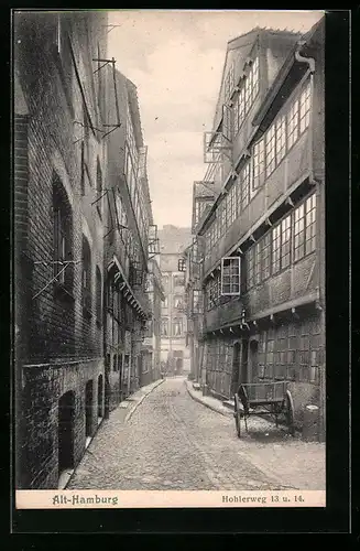 AK Alt-Hamburg, Strassenpartie im Hohlerweg 13 u 14.