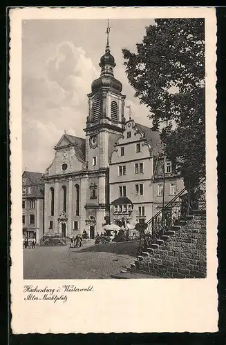 AK Hachenburg i. Westerwald, Alter Marktplatz mit Kirche