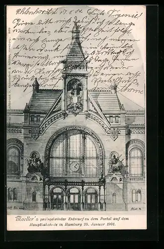 AK Hamburg-St.Georg, Moeller's Entwurf zu dem Portal auf dem Hauptbahnhof 1901
