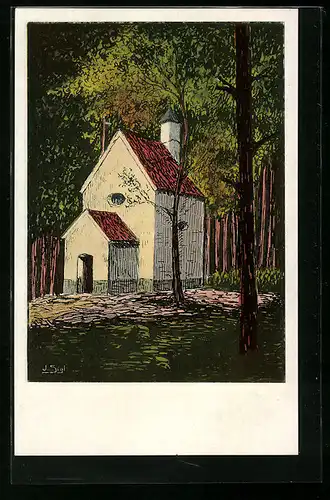 Künstler-AK Oberschönenfeld, Waldkapelle U. L. F. von Scheppach bei der Abtei