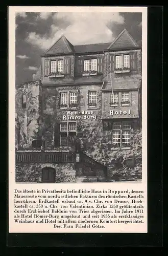 AK Boppard a. Rh., Hotel & Weinhaus Römer-Burg