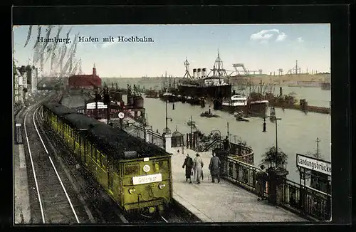 AK Hamburg-Harburg, Hafen mit Hochbahn