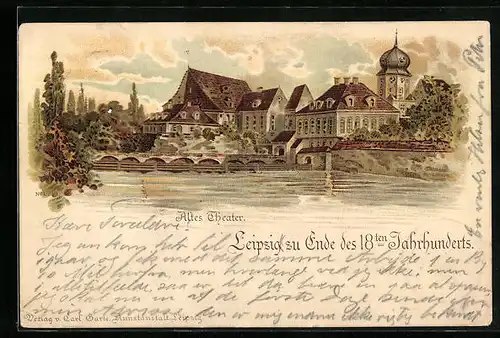 Lithographie Leipzig, Altes Theater zu Ende des 18. Jahrhunderts