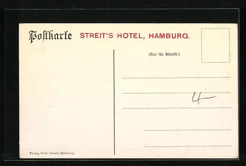 AK Hamburg-Neustadt, Streits Hotel, Damen-Salon