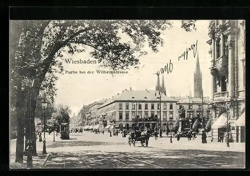 AK Wiesbaden, Partie bei der Wilhelmstrasse