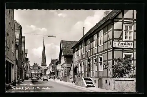 AK Delbrück, Oststrasse mit Gasthof und Cafe