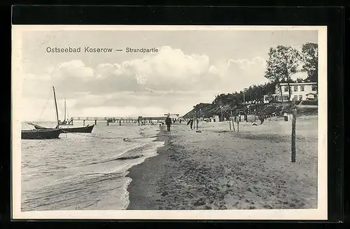 AK Ostseebad Koserow, Strandpartie mit Badegästen