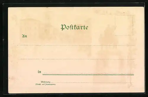 Lithographie München, Ludwigstrasse mit Passanten und Denkmal Ludwigs I.